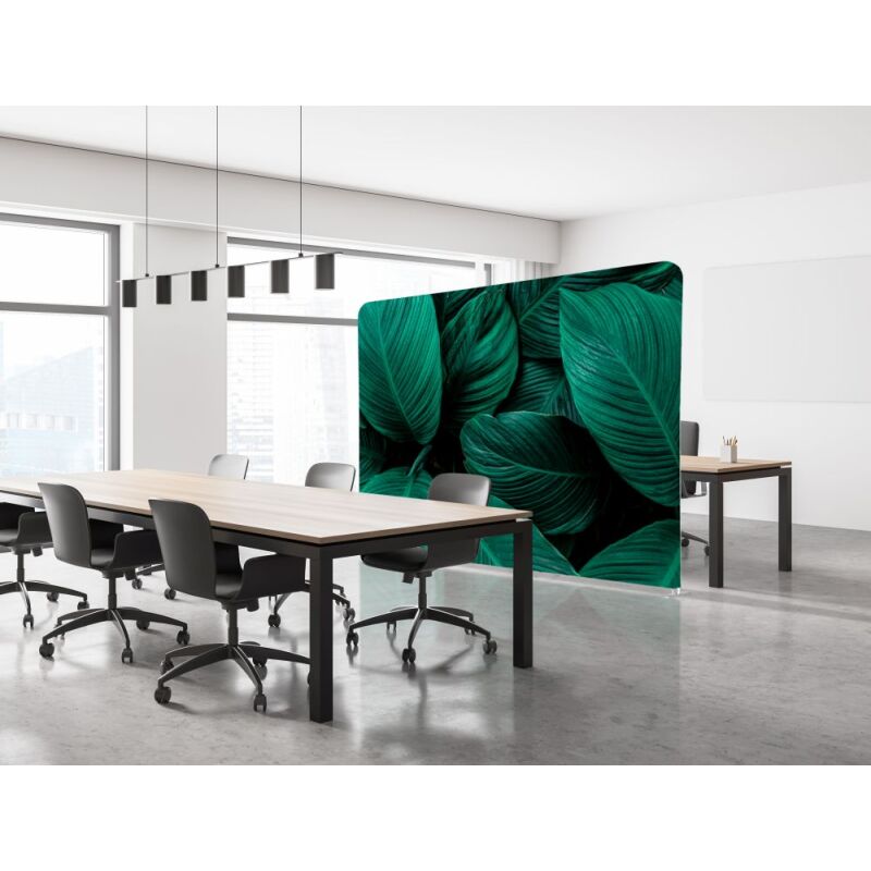 Cloison déco horizontale en tissu motif feuillage vert