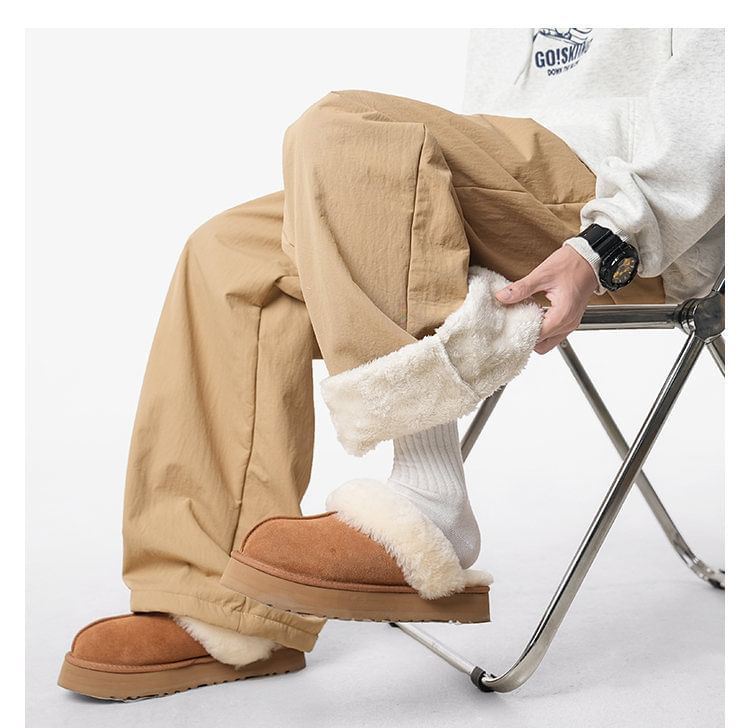 FOEV - Rechte broek met trekkoord in de taille en fleecevoering