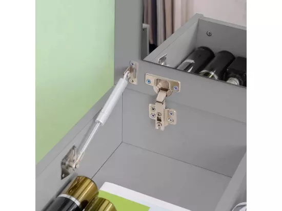 Coiffeuse table de maquillage grise avec miroir et tabouret MAONA