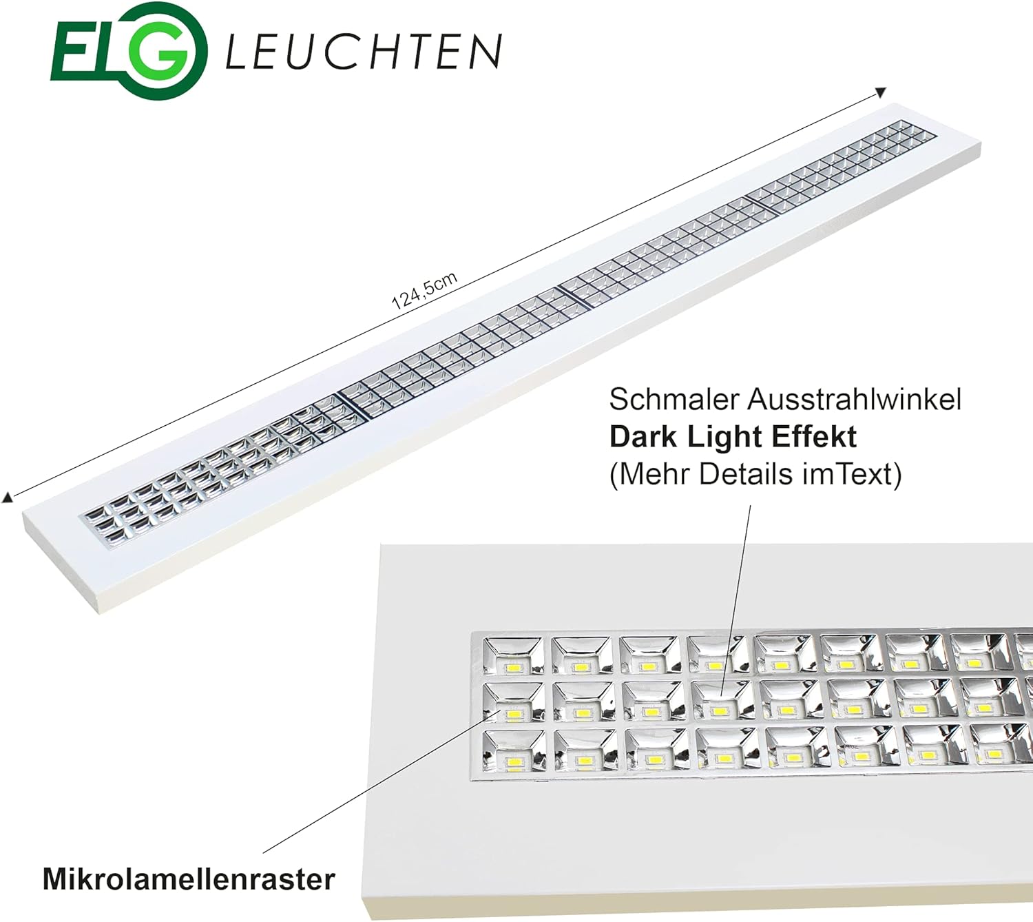 Hochwertige LED Pendelleuchte Mit Mikrolamellenraster 120cm 36 Watt 4000 Lumen 4000 Kelvin Neutralweiss Büroleuchte Deckenleuchte Bürobeleuchtung Rasterleuchte Deckenlampe Bürolampe
