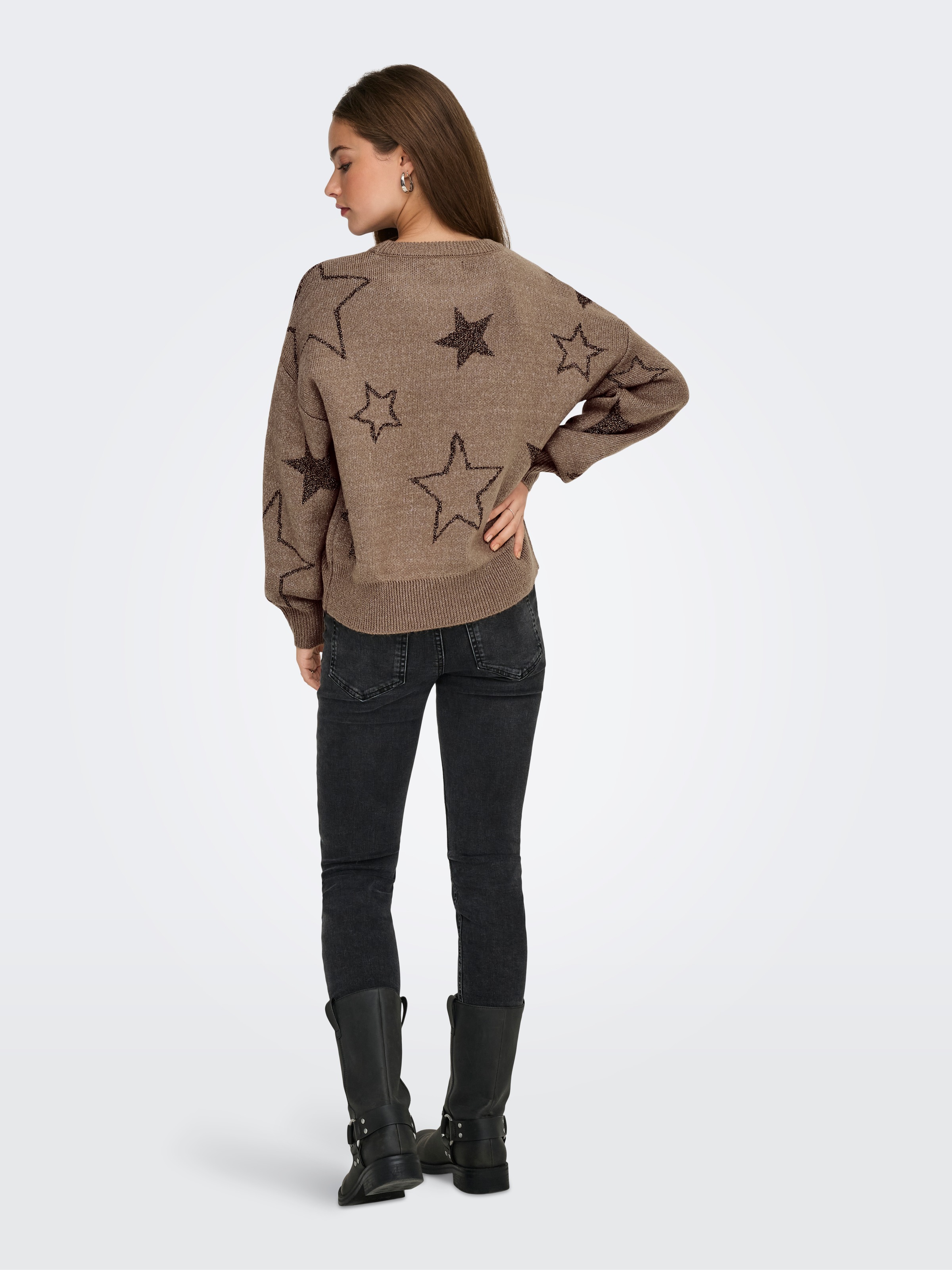 ONLY Rundhalspullover »ONLROSIE LS O-NECK GLITTER KNT«
