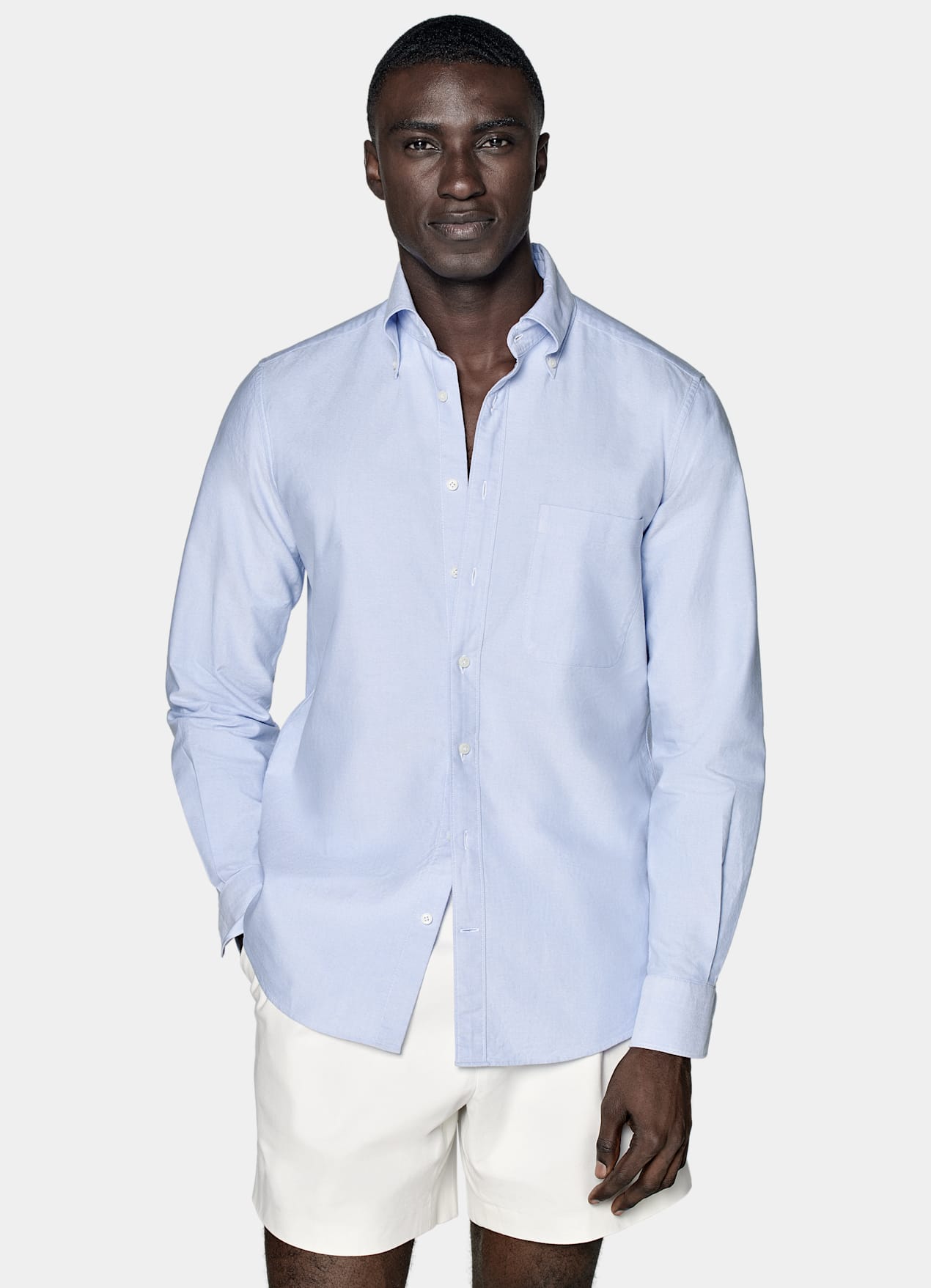 Chemise coupe ajustée en oxford bleu clair