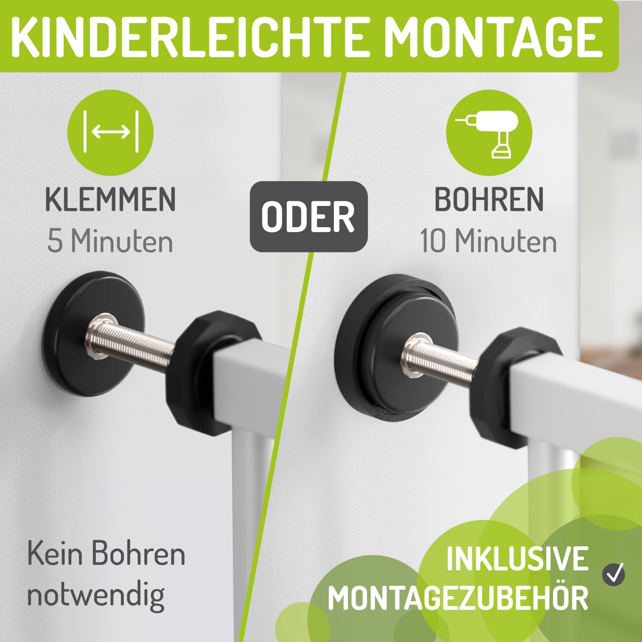 bomi Türschutzgitter Extrahoch 107 cm - Merle 73-161 cm in Weiß für Hunde & Katzen XS