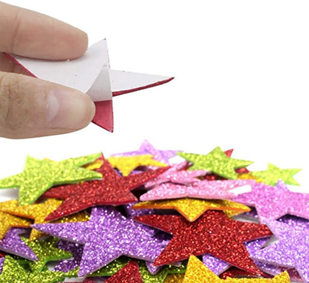 (70er Set) Glitzer Moosgummi Sticker Selbstklebende Bastel Aufkleber - Sterne