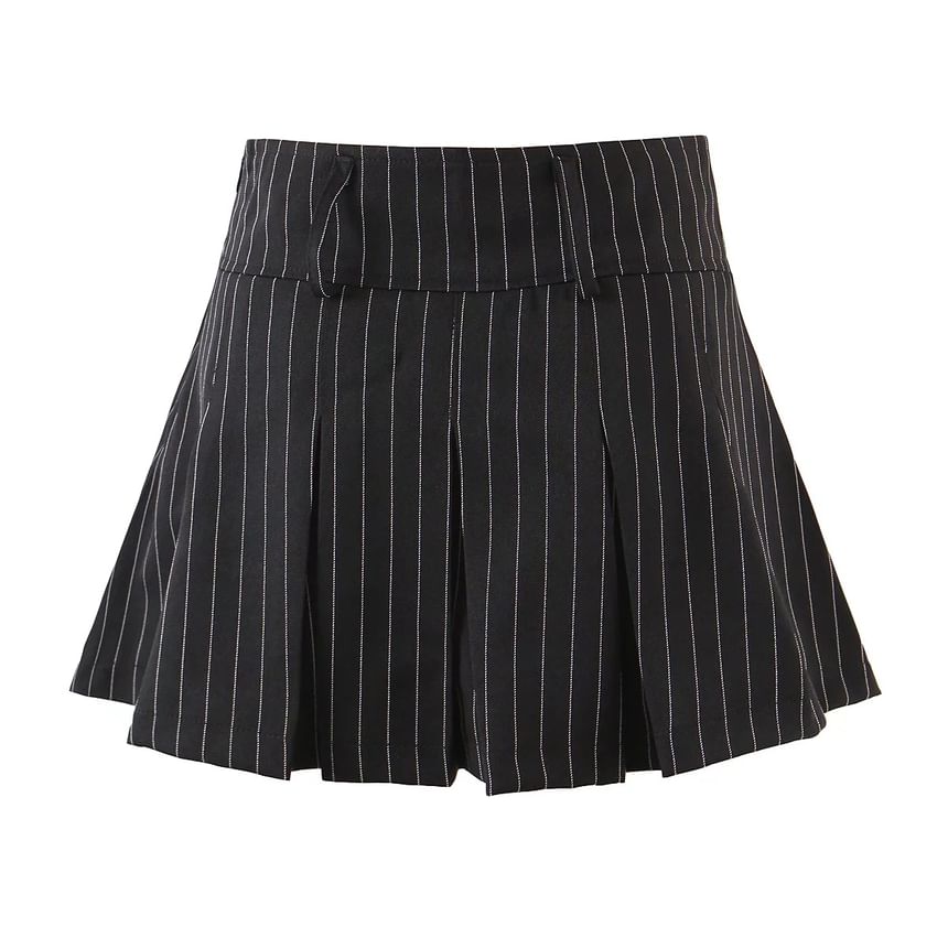 Reknovine - Gestreepte mini-plooirok met hoge taille