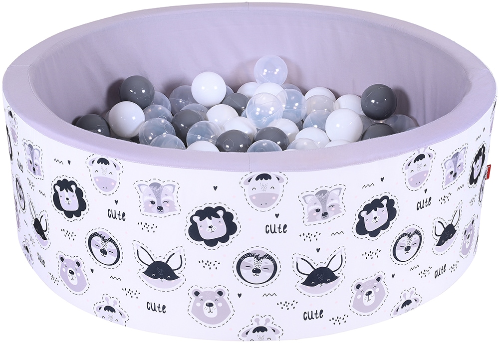 Knorrtoys® Bällebad »Soft, Cute Animals« mit 150 Bällen grau/weiss/transparent; Made in Europe