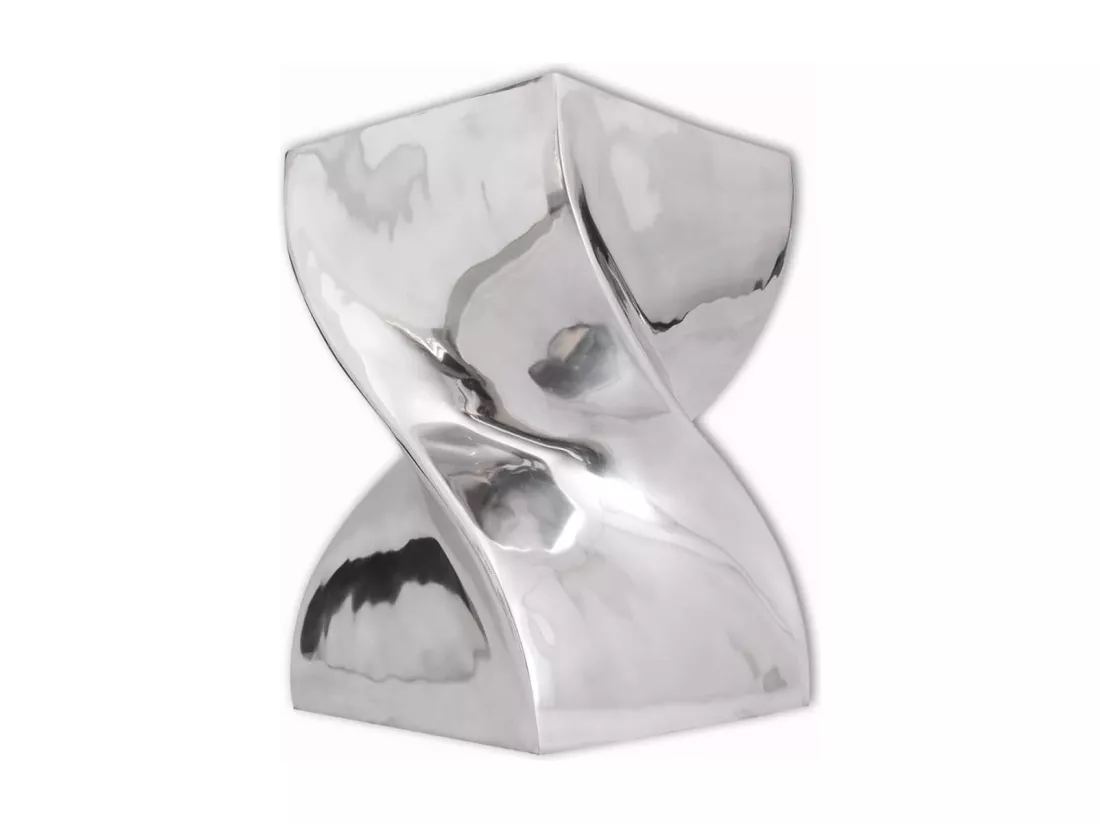 Table auxiliaire / Tabouret Forme torsadée Aluminium Argenté