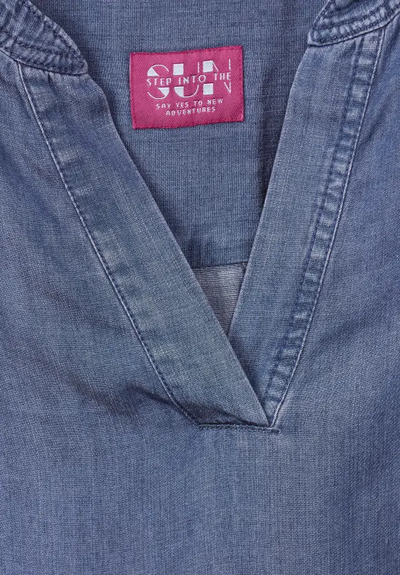 Jeans Look Bluse - mid blue wash