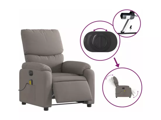 Fauteuil massant inclinable électrique Taupe Tissu