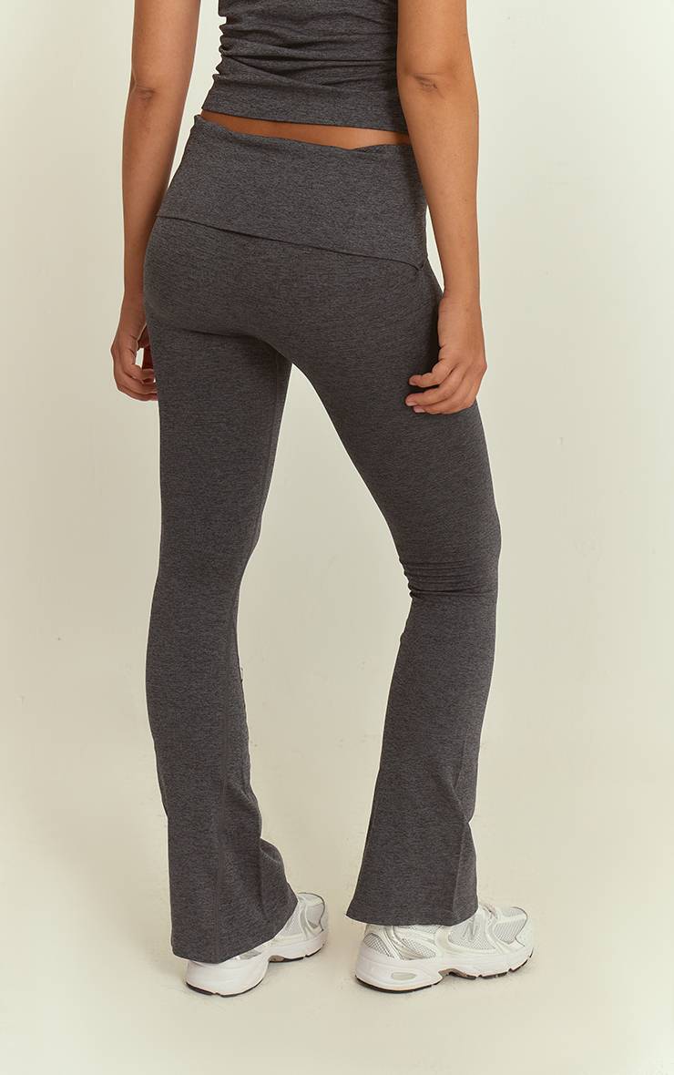 Charbon Pantalon De Yoga Sans Couture Chiné À Taille Repliable