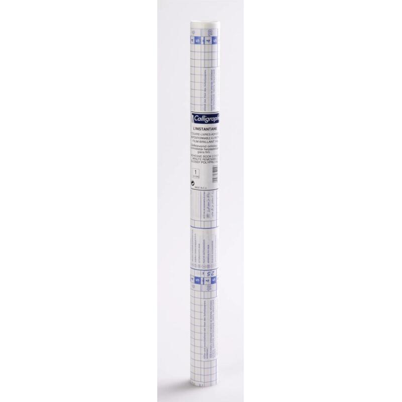 L'Instantané rouleau couvre-livres adhésif repositionnable polypropylène 5/100ème 5 m x 0,50 m Présentoir - Transparent