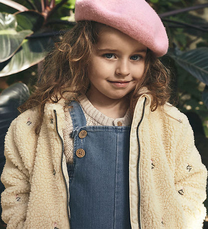 Lil' Atelier Fleecejacke - NmfNalo - Bleached Sand m. Blumen