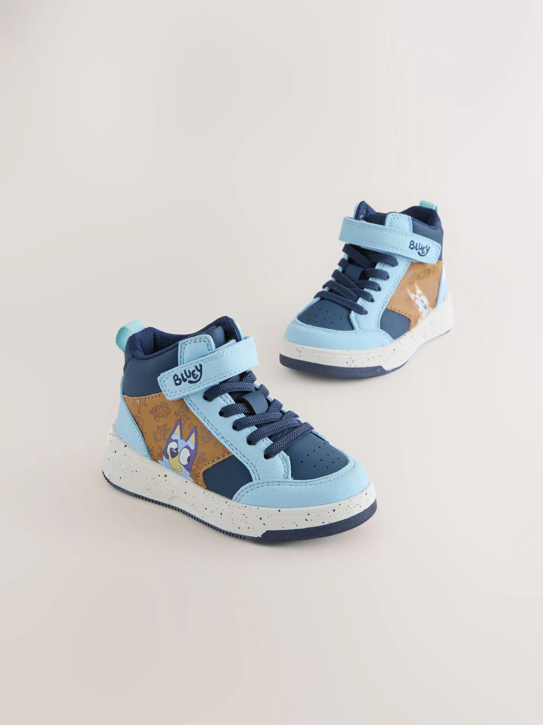 Marineblauwe Bluey - Hoge sneakers met klittenbandsluiting en elastische veters