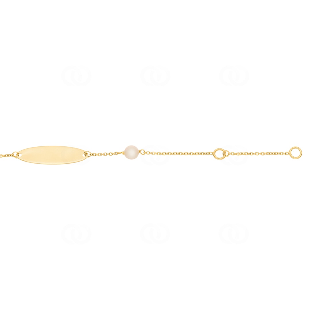 Gravurarmband 375/9 K Gelbgold oval mit Süsswasserzuchtperle