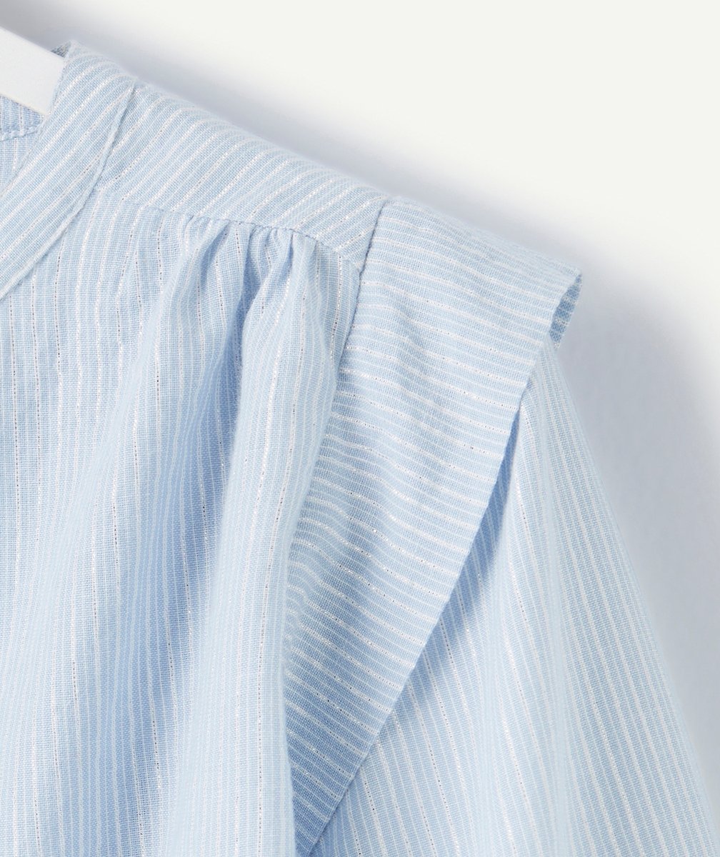 CHEMISE MANCHES LONGUES FILLE BLEUE À RAYURES AVEC DÉTAILS PAILLETÉS
