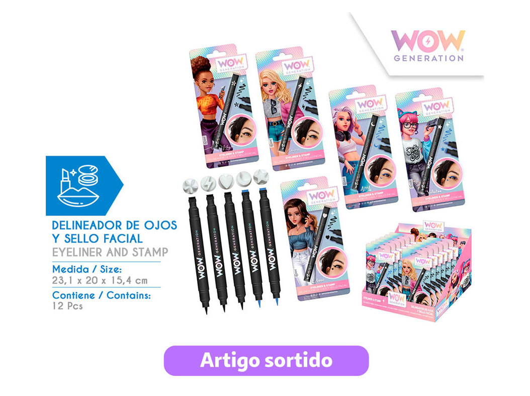 EYELINER PRETO WOW COM CARIMBO MODELOS SORTIDOS