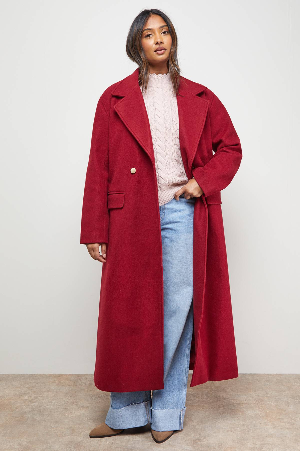 Oasis Manteau Mi-Long à Ceinture Nouée