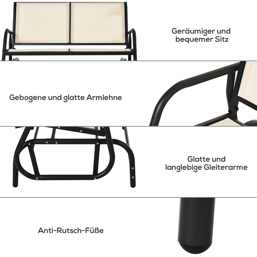 Outsunny Sitzbank mit Schaukelfunktion beige