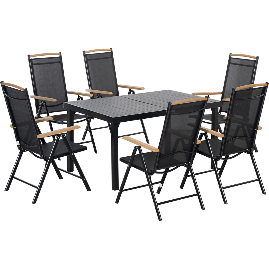 Outsunny Gartenmöbel-Set mit Atmungsaktives Gewebe in Sitz und Rückenlehne schwarz