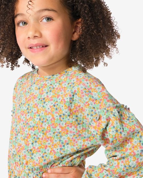 robe enfant côtelée fleurs multicolore
