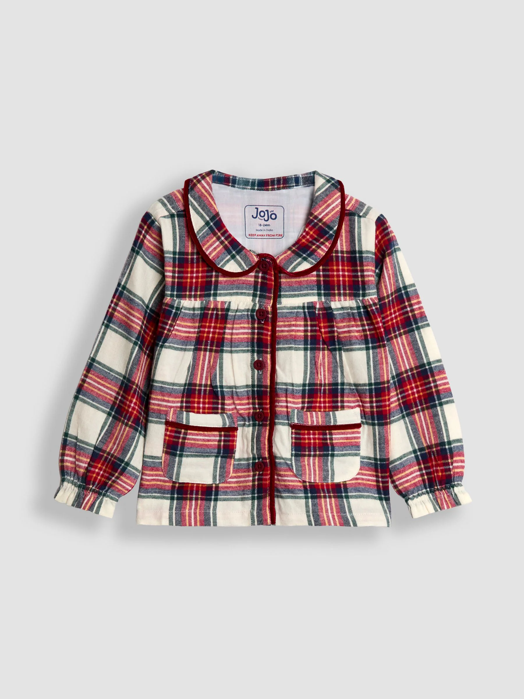 JoJo Maman Bébé Christmas Jersey Pretty Collar Pyjamas