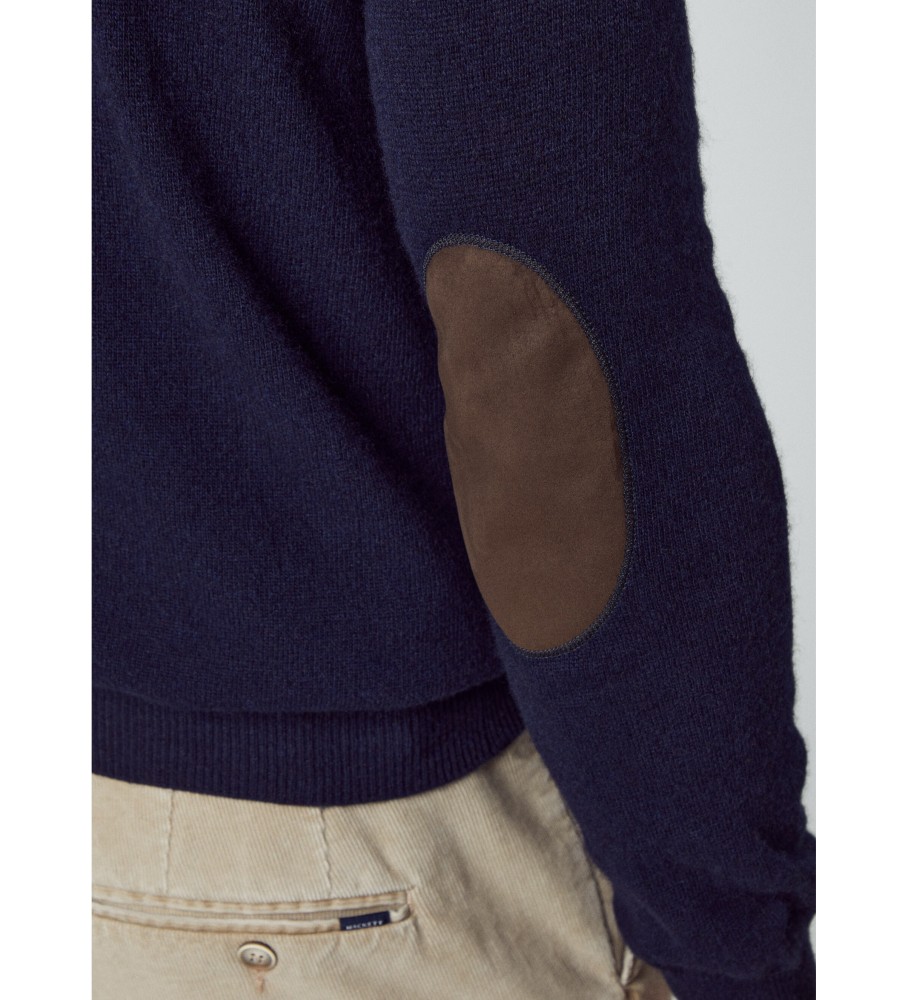 Hackett Jersey Merino Cash Mix Roll azul marinho