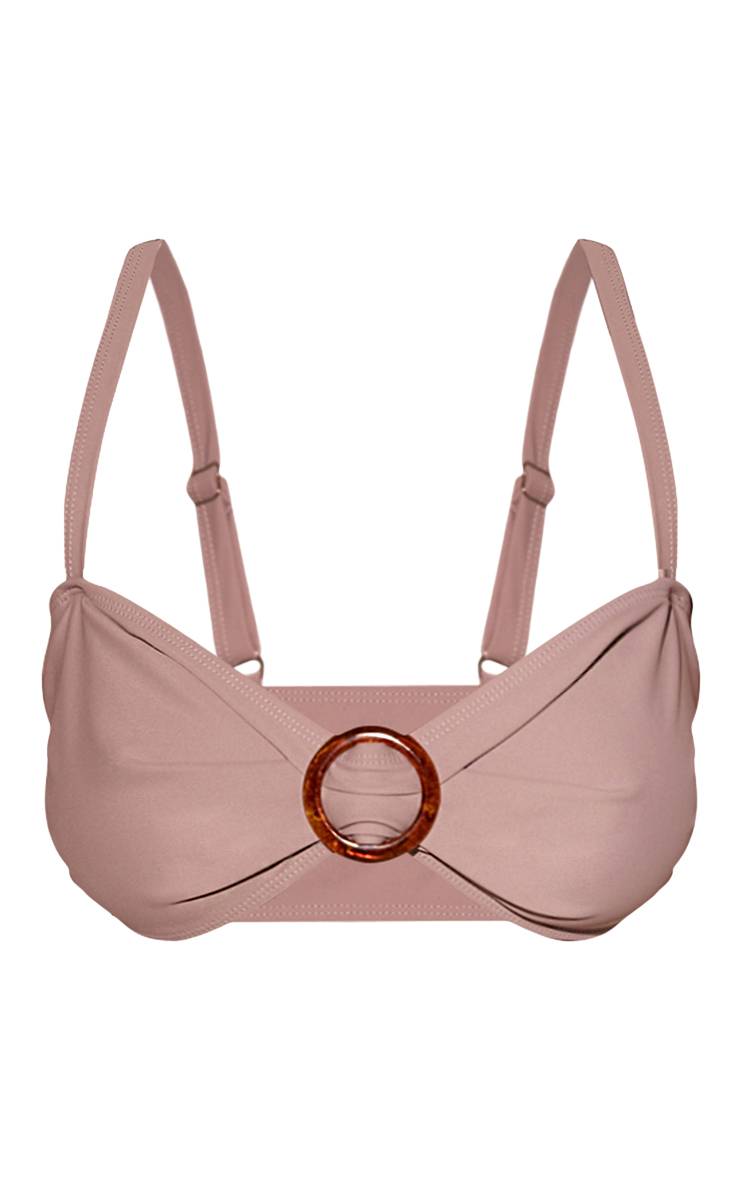 Gris Haut De Bikini Triangle Avec Finitions Écaille De Tortue