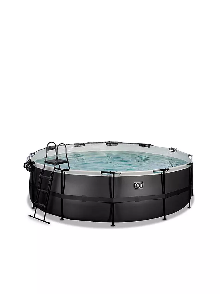EXIT TOYS Black Leather Pool 488x122cm mit Abdeckung und Sandfilter- und Wärmepumpe - schwarz keine Farbe