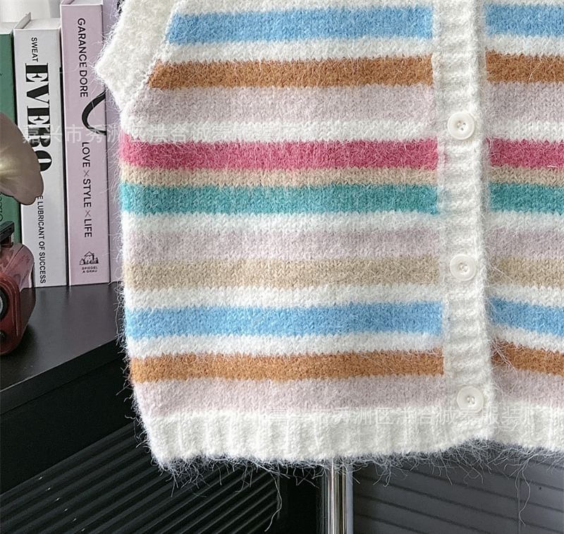 staybabes - Gestreept vest met ronde hals en knoopjes
