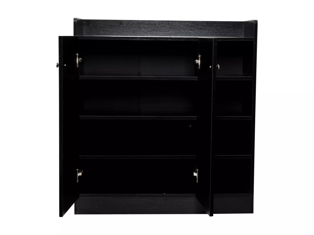 Armoire / etagere / meuble a chaussures très pratique en panneaux de particules noir