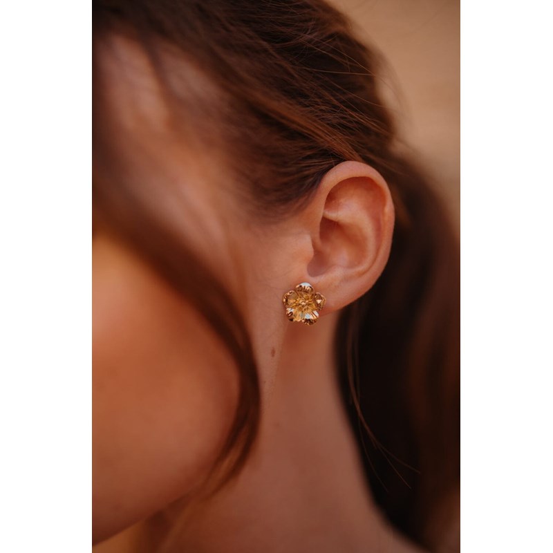 boucles d'oreilles puces fleurs doré à l'or fin - GAÏA