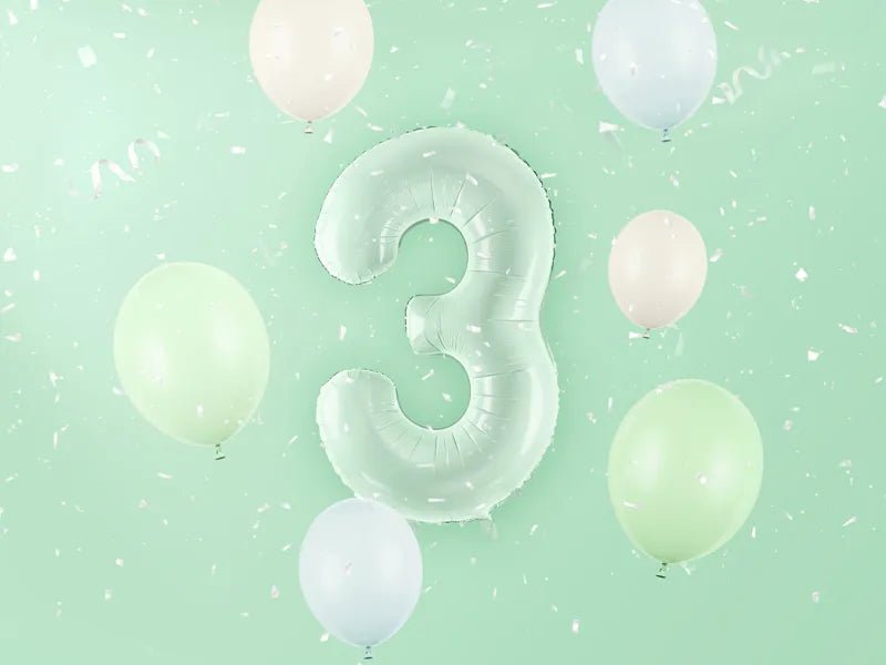 3 Jaar Cijfer Ballon Mintgroen 72cm