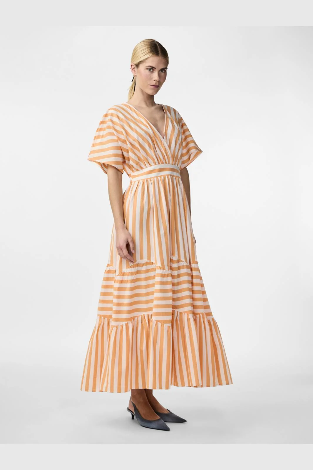 Y.A.S Yasroos Ss Long Dress star white mock orange