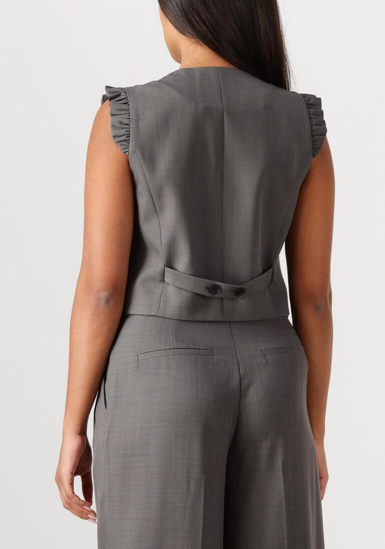 donkergrijze co'couture gilet liane frill tailor vest