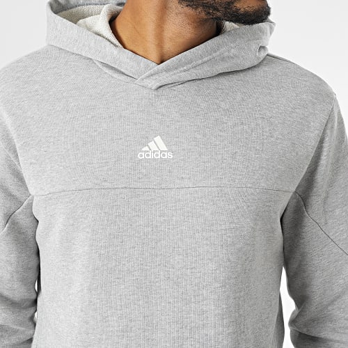 Sweat Capuche A Bandes BL IC6788 Gris Chiné