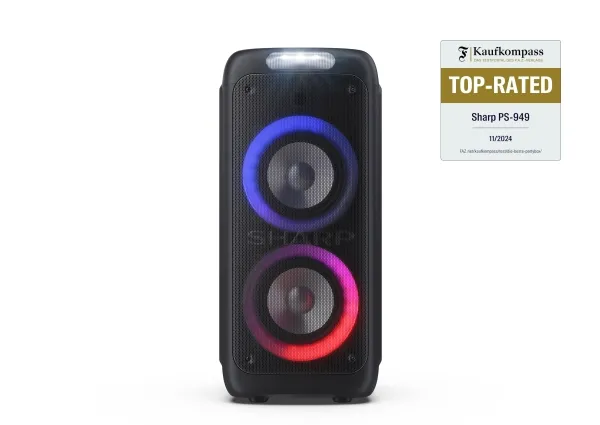 Sharp XParty Street Beat PS-949 - Festhøjttaler - trådløs - Bluetooth - App-kontrolleret - sort (gitterfarve - sort)