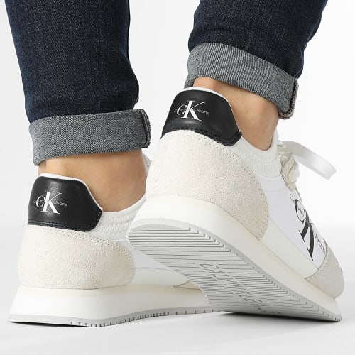 Baskets Femme Runner Sock Lace Up 0840 Bright White Creamy White Black