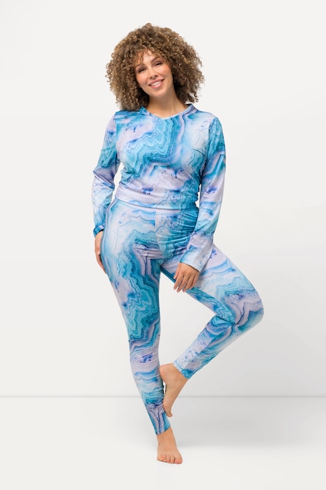 Ski-Funktionsleggings, Marmormuster, recycelt