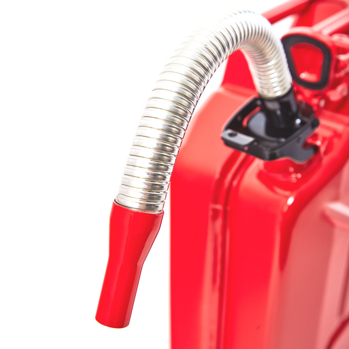 BW Flexibele schenktuit voor metalen brandstofblikken, 5 liter benzineblikken - 20 mm flexibele pijp voor benzine met houder voor 5 liter blikken - Rood - RAL 3000 - Gemaakt in Europa