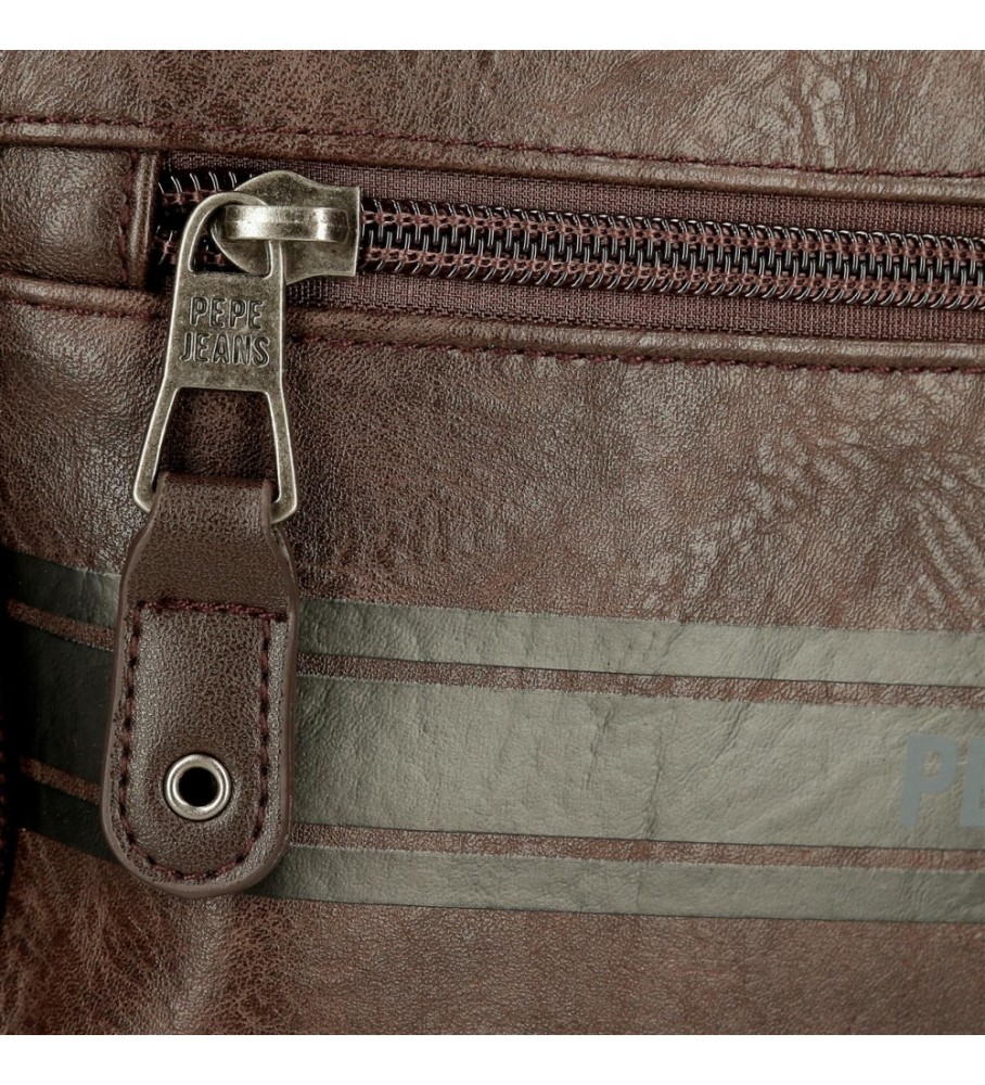 Mochila para laptop Pepe Jeans Horley adaptável com dois compartimentos, marrom