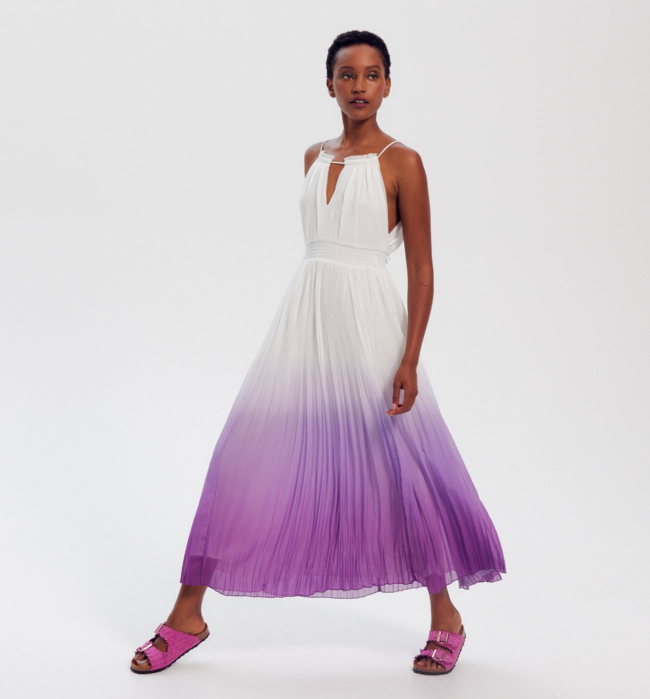 Robe longue plissée Femme - Imprimé multicolore