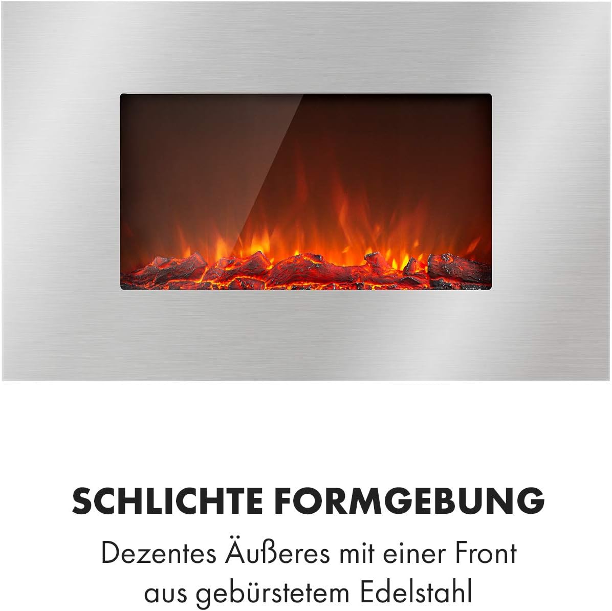 Klarstein Elektrokamin, Elektro Heizungen für Wohnzimmer & Innenräume, Elektrischer Kamin mit LED Flammen, Kamin zur Wandmontage, Heizlüfter mit Timer, Einstellbarer Thermostat, Heizung 2000 W