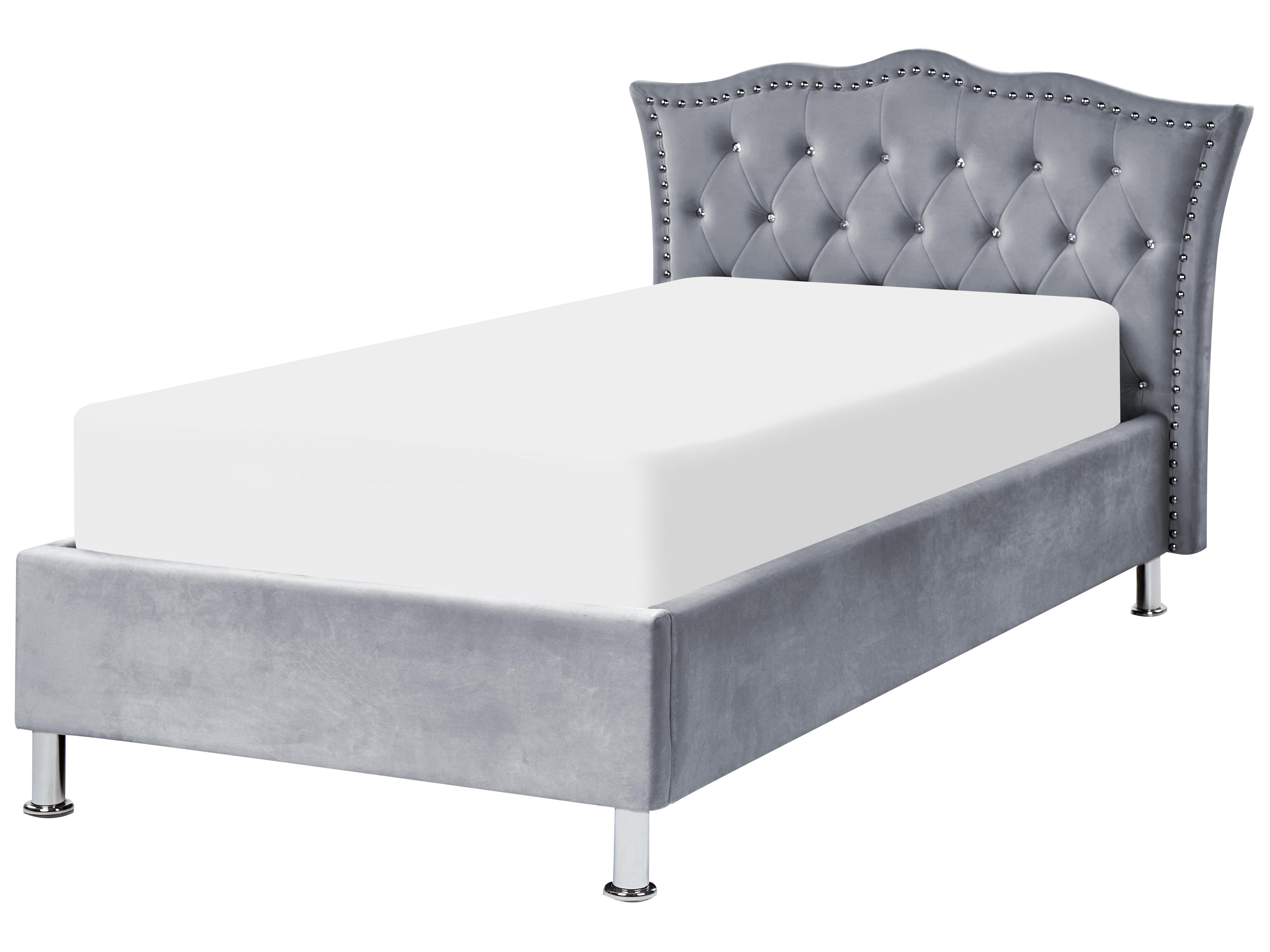Bed met opbergruimte Fluweel METZ 90 x 200 cm Grijs