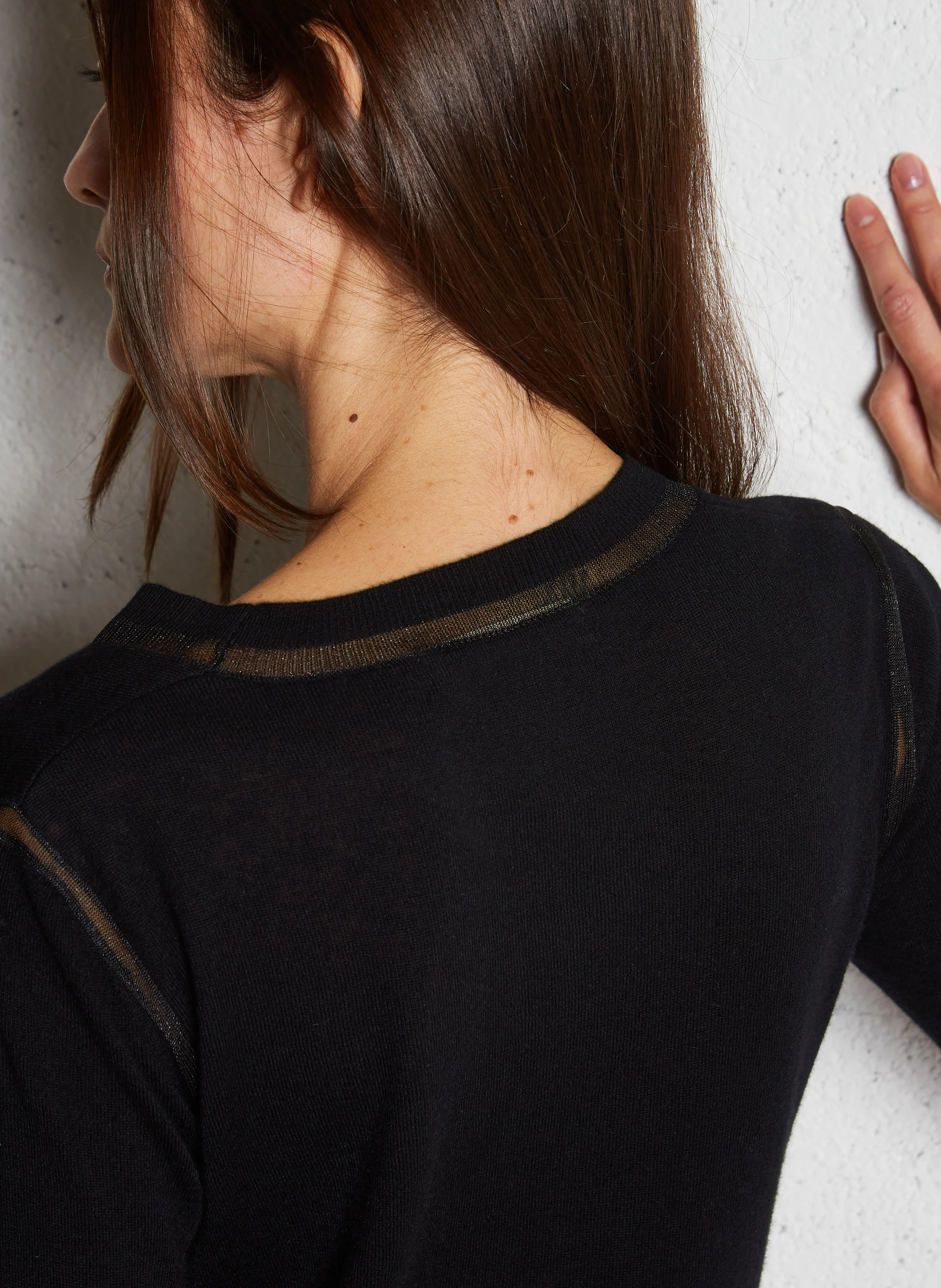 Pull droit en laine mélangée | Noir