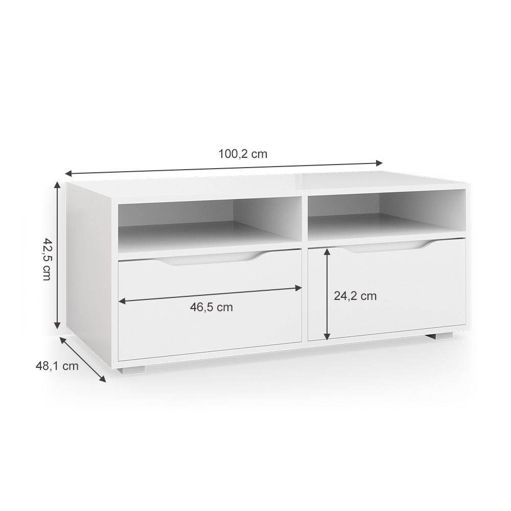 Vicco Lowboard Ruben weiß 100cm TV-Board Fernsehschrank TV-Schrank Regal Tisch