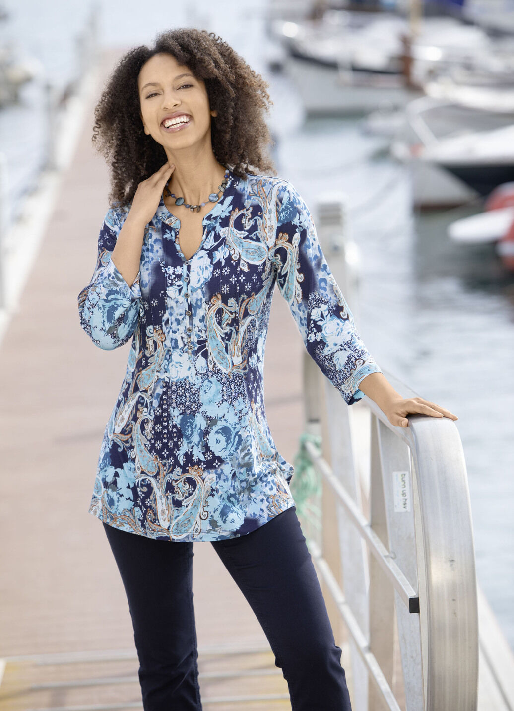 Shirt-Tunika mit Zierknopfleiste