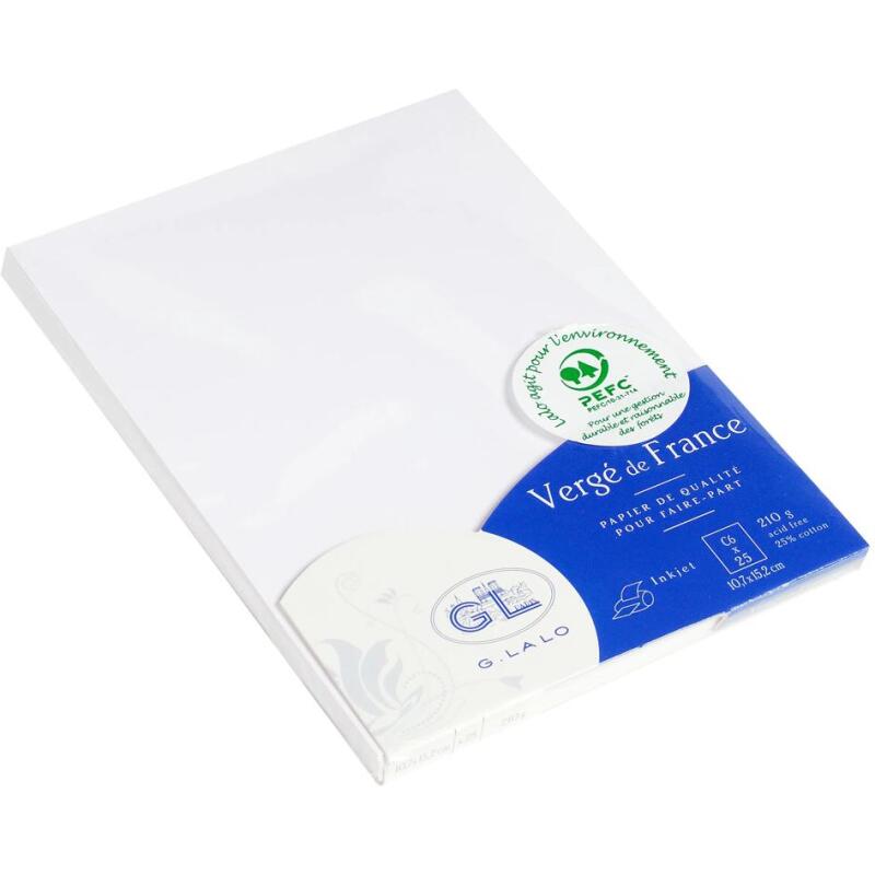 25 cartes C6 (107x152mm) Vergé 210g