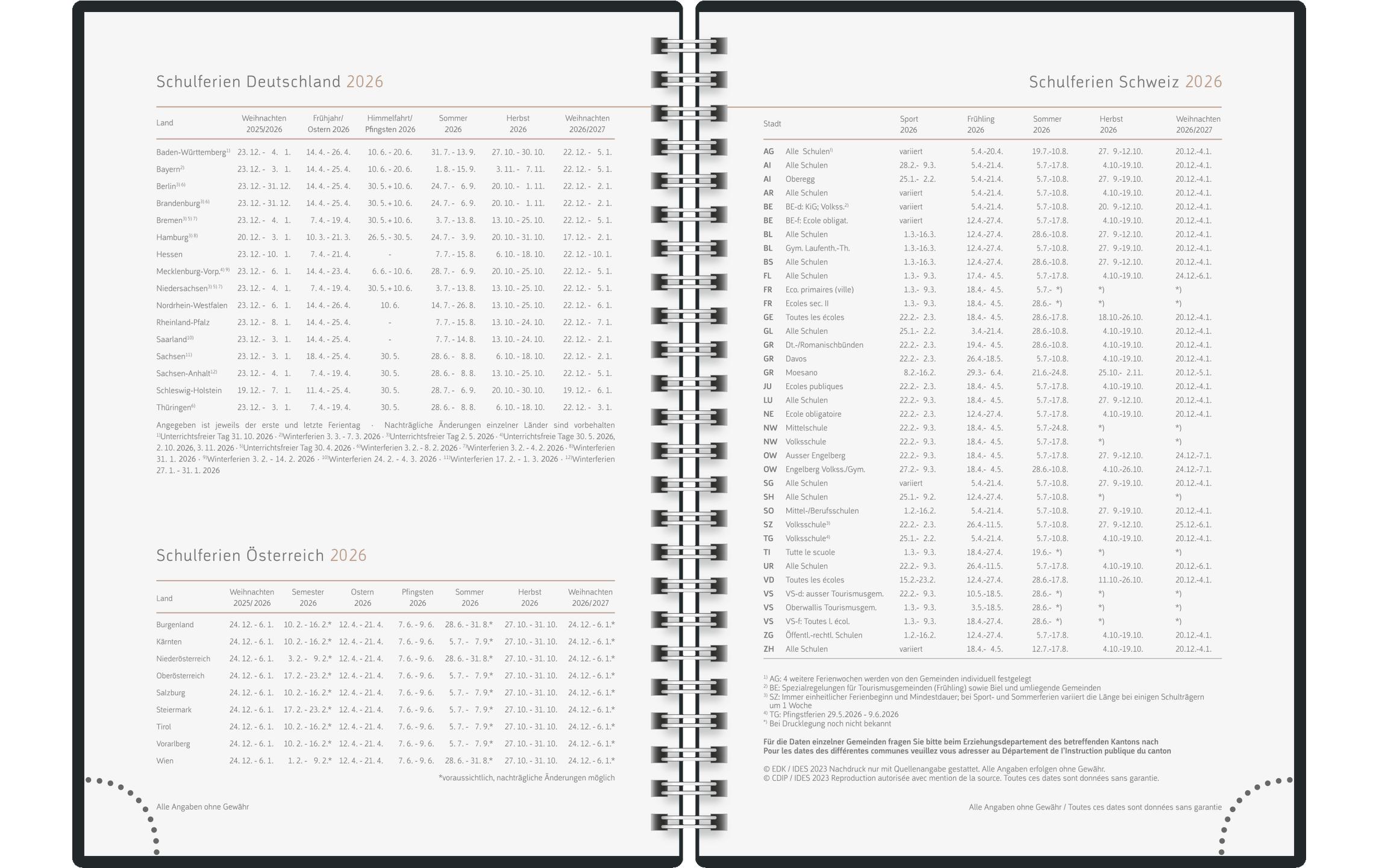 Wochenagenda Design Line Wire 2026Buchkalender mit zwei Seiten je Woche