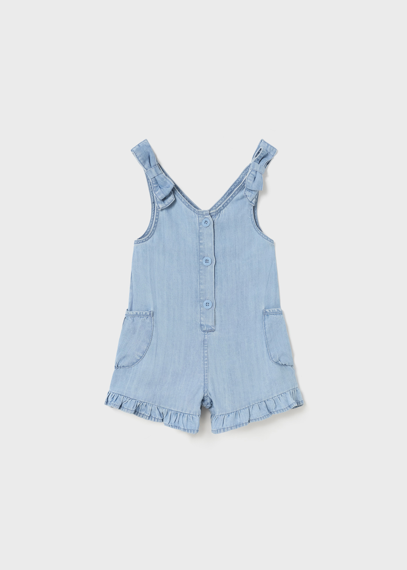 Macacão curto e fluido em TENCEL™ Lyocell para bebê