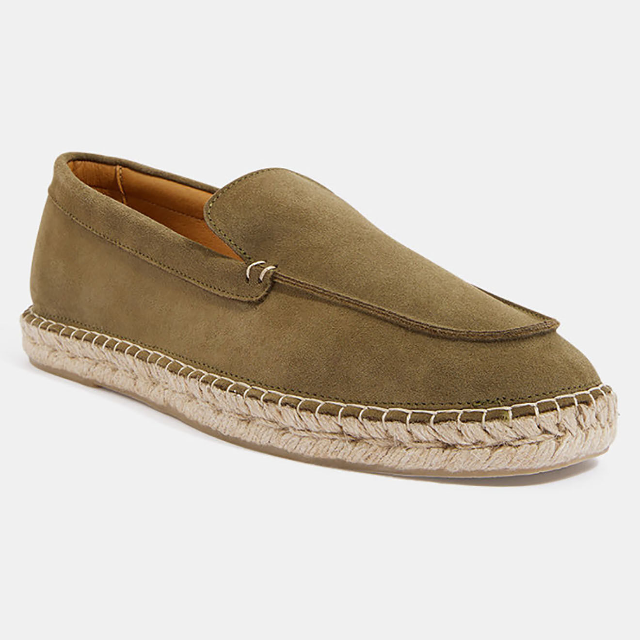Comptoir GL Mocassins espadrilles en Velours de Cuir vert chiné